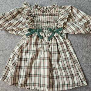 Bonnie Jean Plaid Christmas Dress Smocked Velvet Bows Ruffle Holiday Winter 3T